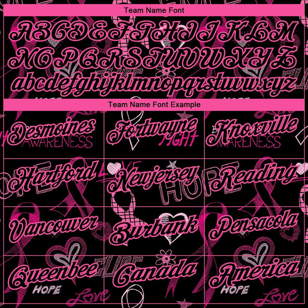 Custom Black Pink 3D Pattern Design Pink Ribbon Breast Cancer Awareness Month Women Health Care Support Performance Golf Polo Shirt photo 4