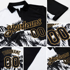 Custom Black White-Old Gold 3D Pattern Design Hawaii Coconut Trees Performance Golf Polo Shirt detail