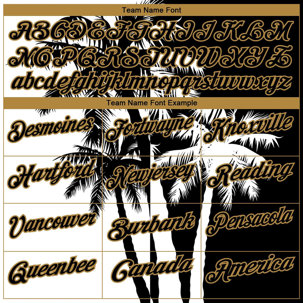 Custom Black White-Old Gold 3D Pattern Design Hawaii Coconut Trees Performance Golf Polo Shirt photo 4