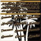 Custom Black White-Old Gold 3D Pattern Design Hawaii Coconut Trees Performance Golf Polo Shirt photo 4