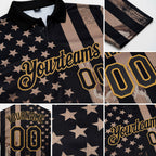 Custom Camo Black-Old Gold American Flag Performance Salute To Service Golf Polo Shirt detail