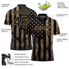 Custom Camo Black-Old Gold American Flag Performance Salute To Service Golf Polo Shirt photo 3
