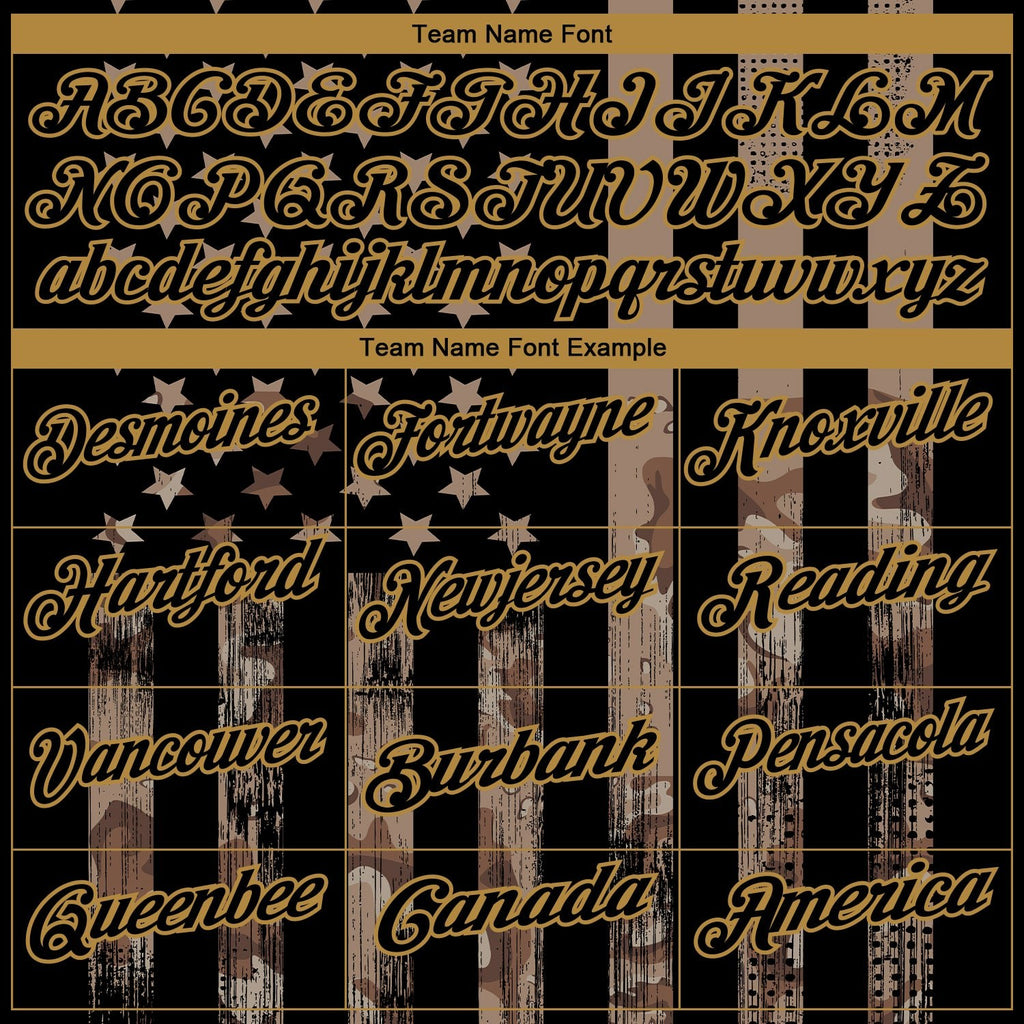 Custom Camo Black-Old Gold American Flag Performance Salute To Service Golf Polo Shirt photo 4