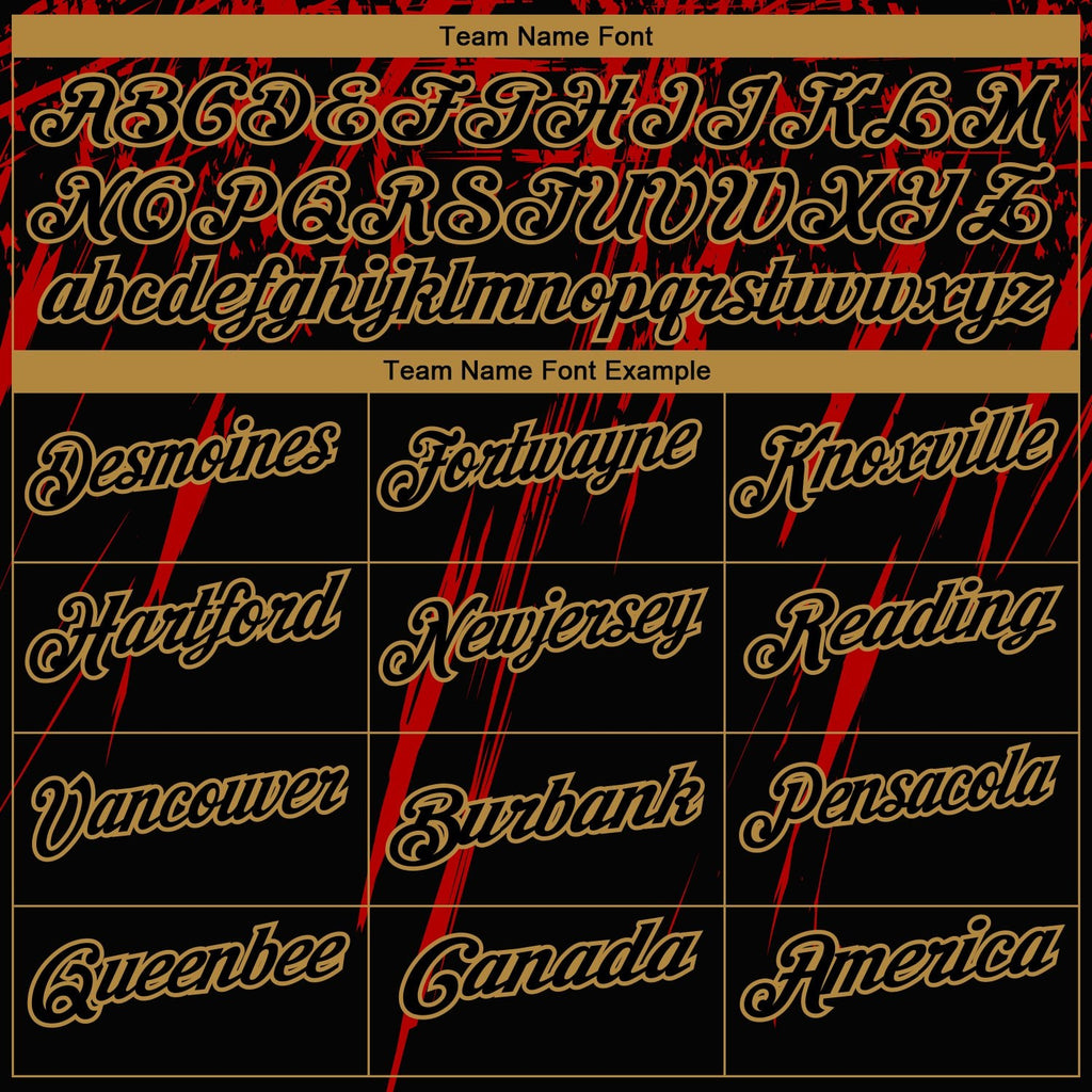 Custom Black Old Gold-Red 3D Pattern Design Sharp Shape Performance Golf Polo Shirt photo 4