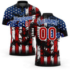 Custom Black Red-Royal 3D Eagle American Flag Performance Golf Polo Shirt