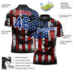 Custom Black Red-Royal 3D Eagle American Flag Performance Golf Polo Shirt photo 4