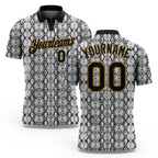 Custom Black Old Gold 3D Pattern Design Snakeskin Performance Golf Polo Shirt