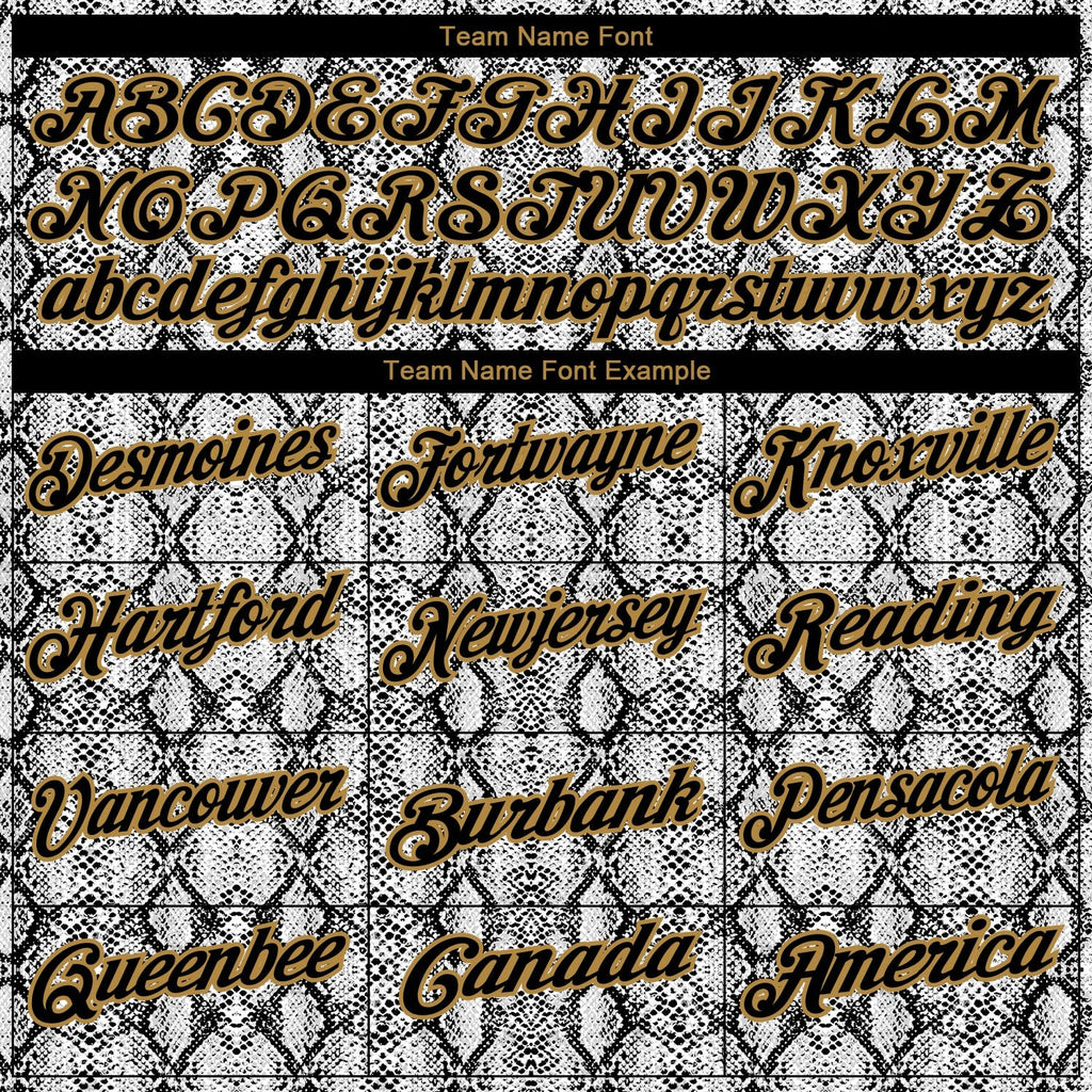 Custom Black Old Gold 3D Pattern Design Snakeskin Performance Golf Polo Shirt photo 3