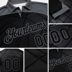 Custom Black Gray 3D Pattern Design Billiards Performance Polo Shirt detail
