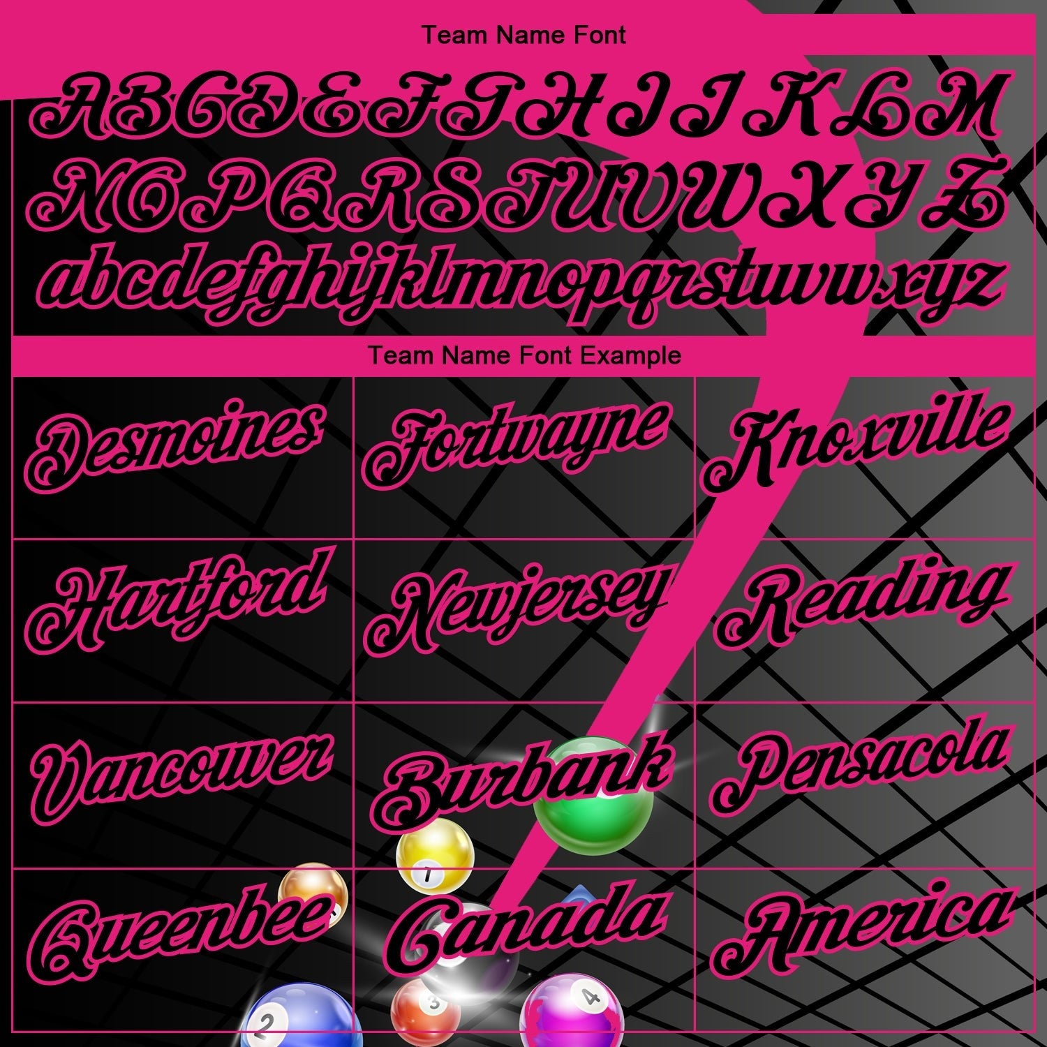 Custom Black Hot Pink 3D Pattern Design Billiards Performance Polo Shirt photo 3