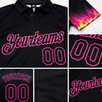 Custom Black Pink 3D Pattern Design Flame Billiards 8 Ball Performance Polo Shirt detail