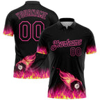 Custom Black Pink 3D Pattern Design Flame Billiards 8 Ball Performance Polo Shirt photo 1
