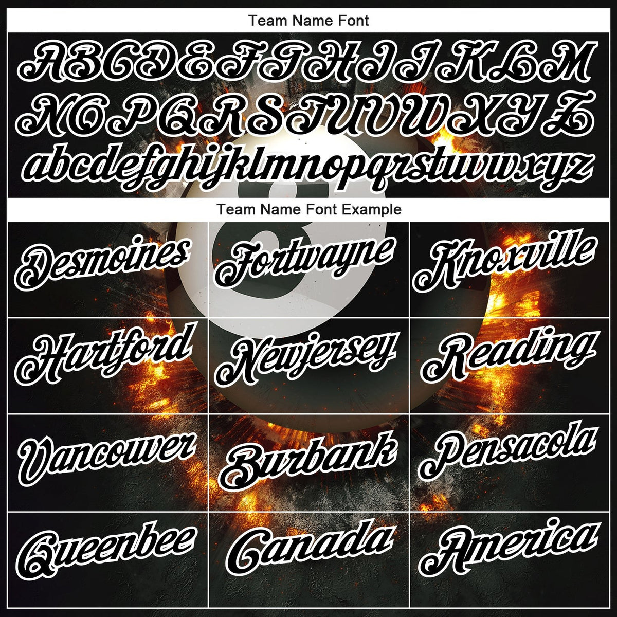 Custom Black White 3D Pattern Design Flame Billiards 8 Ball Performance Polo Shirt photo 2
