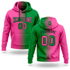 Custom Stitched Grass Green Pink-Black Gradient Fashion Sports Pullover Sweatshirt Hoodie