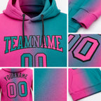 Custom Stitched Teal Pink-Black Gradient Fashion Sports Pullover Sweatshirt Hoodie detail
