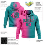 Custom Stitched Teal Pink-Black Gradient Fashion Sports Pullover Sweatshirt Hoodie photo 2