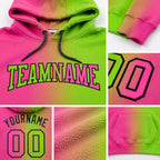 Custom Stitched Neon Green Pink-Black Gradient Fashion Sports Pullover Sweatshirt Hoodie detail