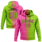 Custom Stitched Neon Green Pink-Black Gradient Fashion Sports Pullover Sweatshirt Hoodie photo 1