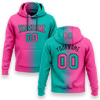 Custom Stitched Aqua Pink-Black Gradient Fashion Sports Pullover Sweatshirt Hoodie