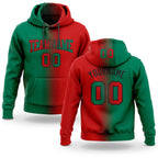Custom Stitched Red Kelly Green-Black Gradient Fashion Sports Pullover Sweatshirt Hoodie
