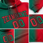 Custom Stitched Red Kelly Green-Black Gradient Fashion Sports Pullover Sweatshirt Hoodie detail