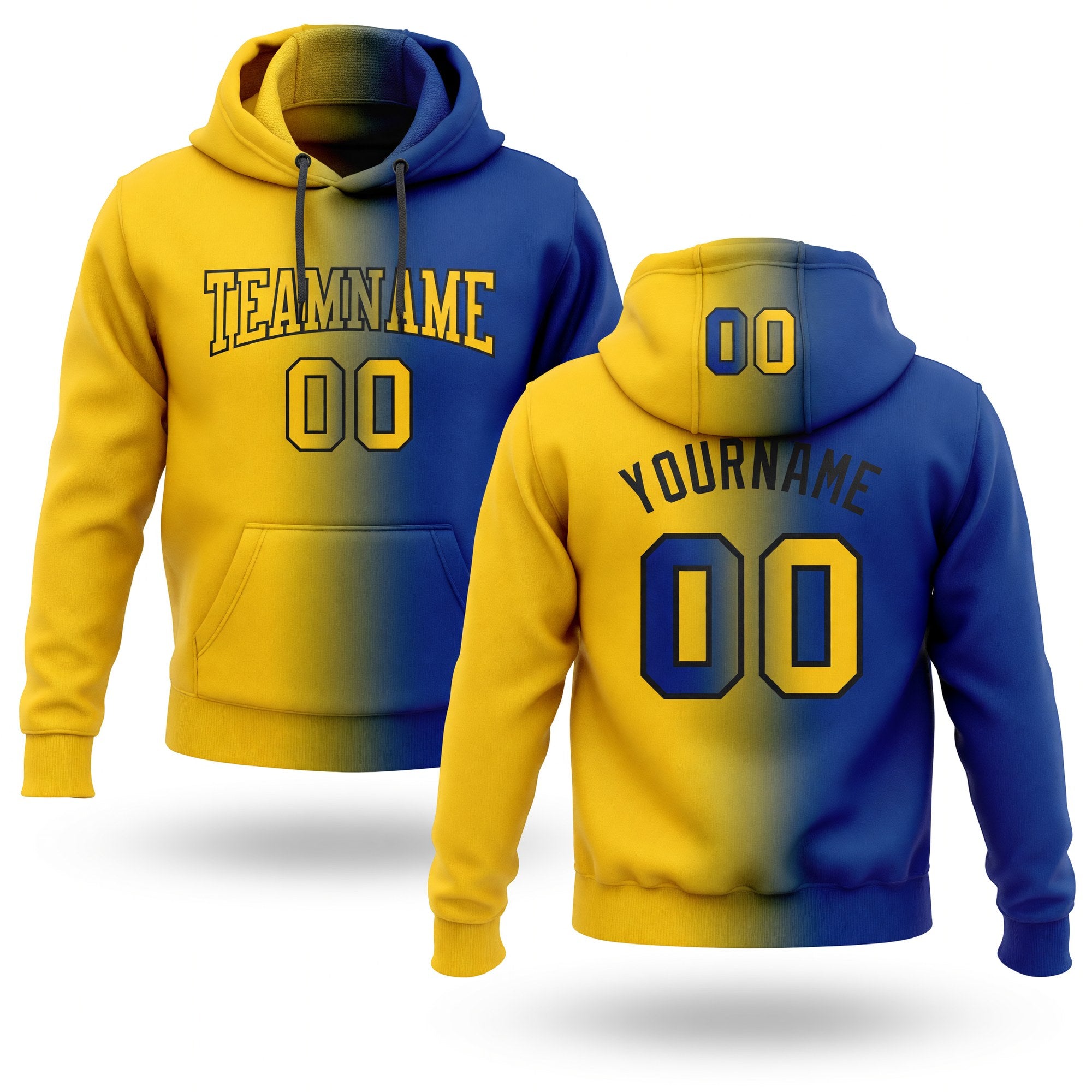 Custom Stitched Royal Yellow-Black Gradient Fashion Sports Pullover Sweatshirt Hoodie