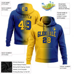 Custom Stitched Royal Yellow-Black Gradient Fashion Sports Pullover Sweatshirt Hoodie photo 2