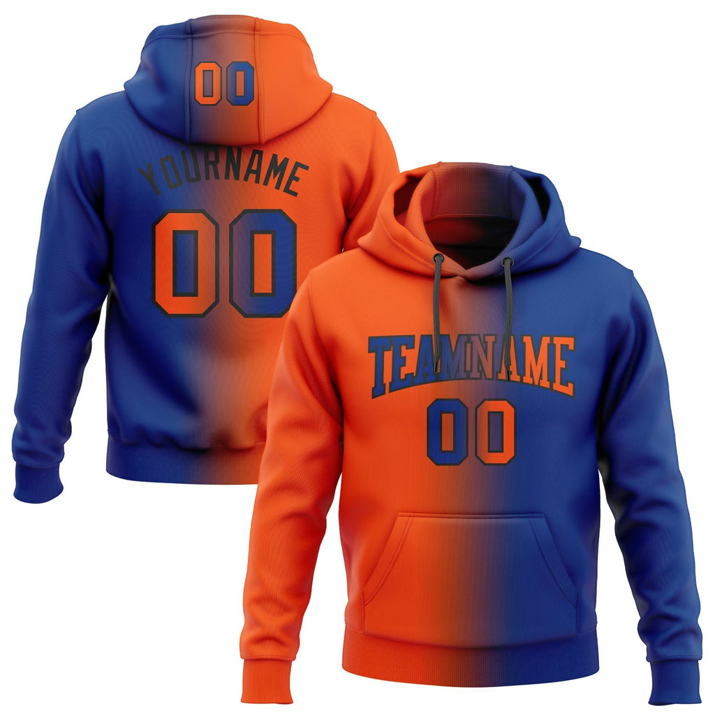 Custom Stitched Royal Orange-Black Gradient Fashion Sports Pullover Sweatshirt Hoodie photo 1