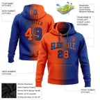 Custom Stitched Royal Orange-Black Gradient Fashion Sports Pullover Sweatshirt Hoodie photo 2
