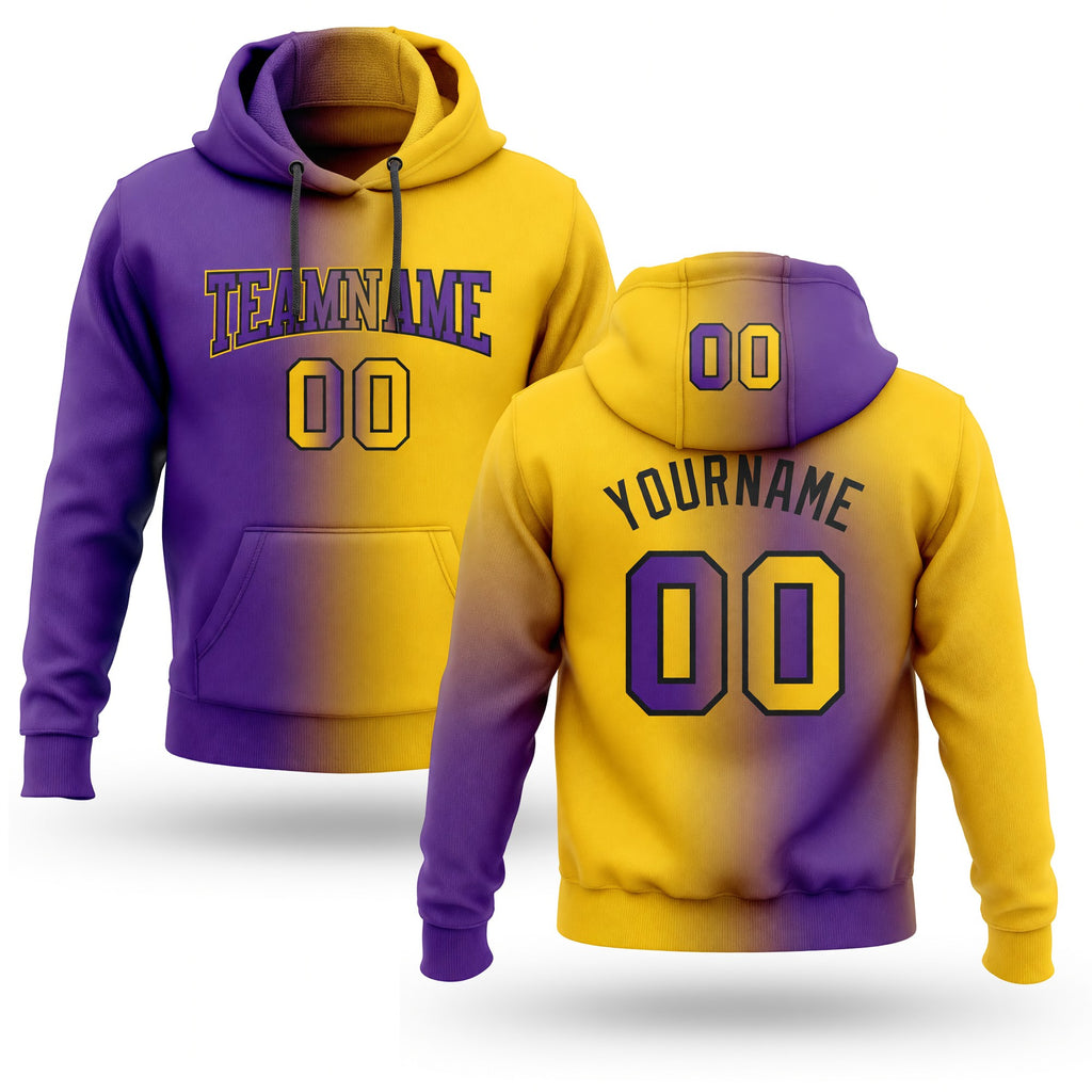 Custom Stitched Purple Yellow-Black Gradient Fashion Sports Pullover Sweatshirt Hoodie