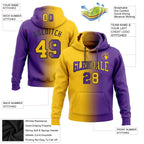 Custom Stitched Purple Yellow-Black Gradient Fashion Sports Pullover Sweatshirt Hoodie photo 3