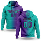 Custom Stitched Purple Aqua-Black Gradient Fashion Sports Pullover Sweatshirt Hoodie