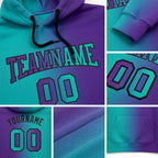 Custom Stitched Purple Aqua-Black Gradient Fashion Sports Pullover Sweatshirt Hoodie detail