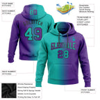 Custom Stitched Purple Aqua-Black Gradient Fashion Sports Pullover Sweatshirt Hoodie photo 2