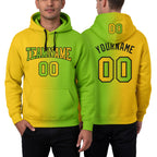 Custom Stitched Neon Green Yellow-Black Gradient Fashion Sports Pullover Sweatshirt Hoodie worn front and back