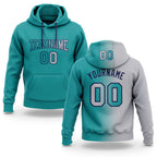 Custom Stitched Teal Gray-Navy Gradient Fashion Sports Pullover Sweatshirt Hoodie