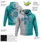 Custom Stitched Teal Gray-Navy Gradient Fashion Sports Pullover Sweatshirt Hoodie photo 2