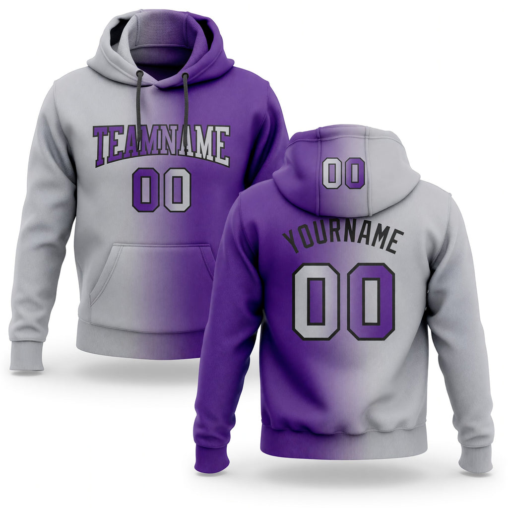 Custom Stitched Purple Gray-Black Gradient Fashion Sports Pullover Sweatshirt Hoodie