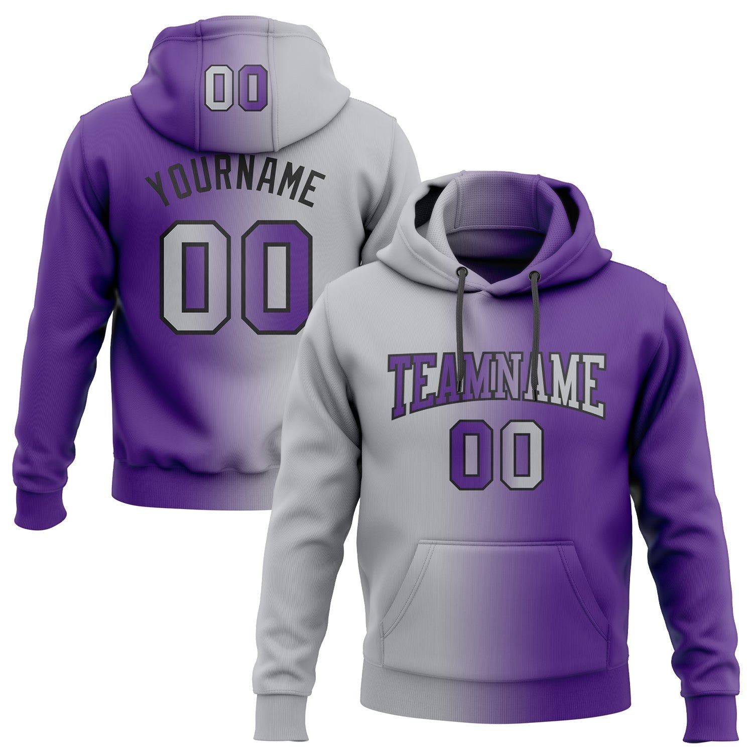 Custom Stitched Purple Gray-Black Gradient Fashion Sports Pullover Sweatshirt Hoodie photo 1