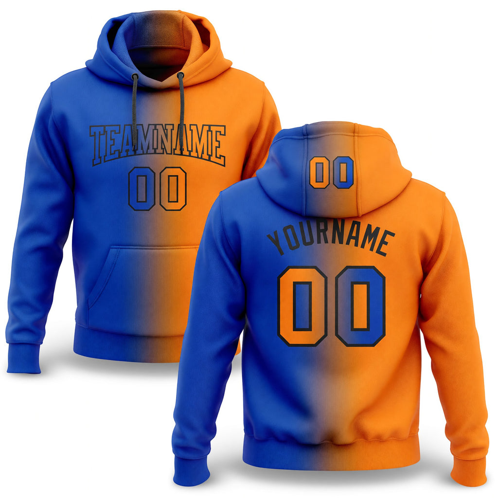 Custom Stitched Thunder Blue Bay Orange-Black Gradient Fashion Sports Pullover Sweatshirt Hoodie