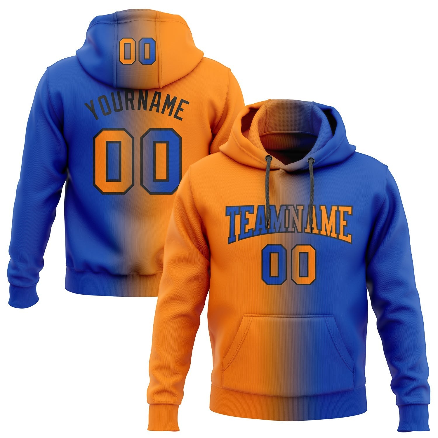 Custom Stitched Thunder Blue Bay Orange-Black Gradient Fashion Sports Pullover Sweatshirt Hoodie photo 1