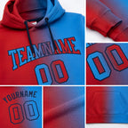 Custom Stitched Powder Blue Red-Navy Gradient Fashion Sports Pullover Sweatshirt Hoodie detail