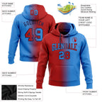 Custom Stitched Powder Blue Red-Navy Gradient Fashion Sports Pullover Sweatshirt Hoodie photo 2
