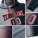 Custom Stitched Black Gray-Red Gradient Fashion Sports Pullover Sweatshirt Hoodie detail