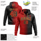 Custom Stitched Black Red-Old Gold Gradient Fashion Sports Pullover Sweatshirt Hoodie photo 2
