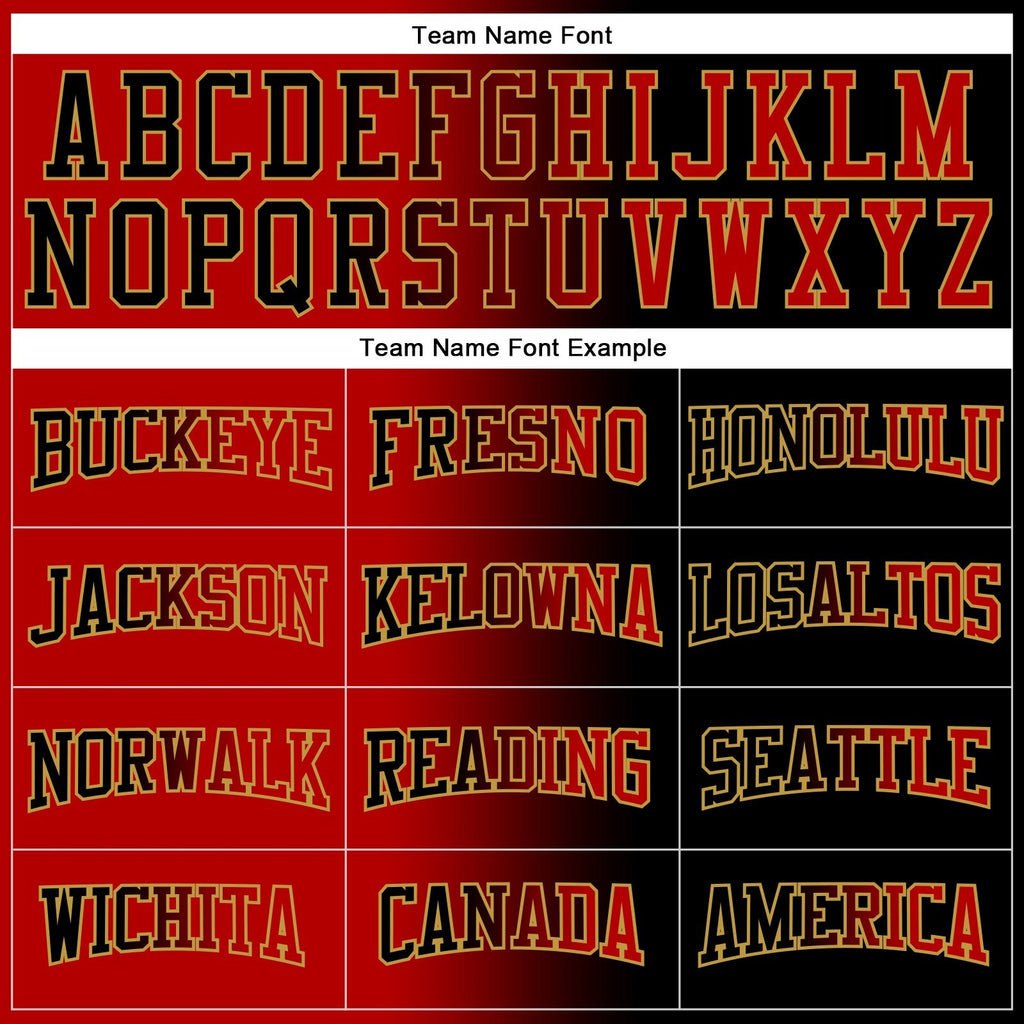 Custom Stitched Black Red-Old Gold Gradient Fashion Sports Pullover Sweatshirt Hoodie photo 3