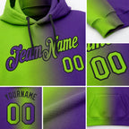 Custom Stitched Purple Neon Green-Black Gradient Fashion Sports Pullover Sweatshirt Hoodie detail