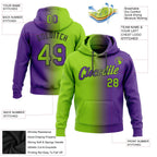 Custom Stitched Purple Neon Green-Black Gradient Fashion Sports Pullover Sweatshirt Hoodie photo 2
