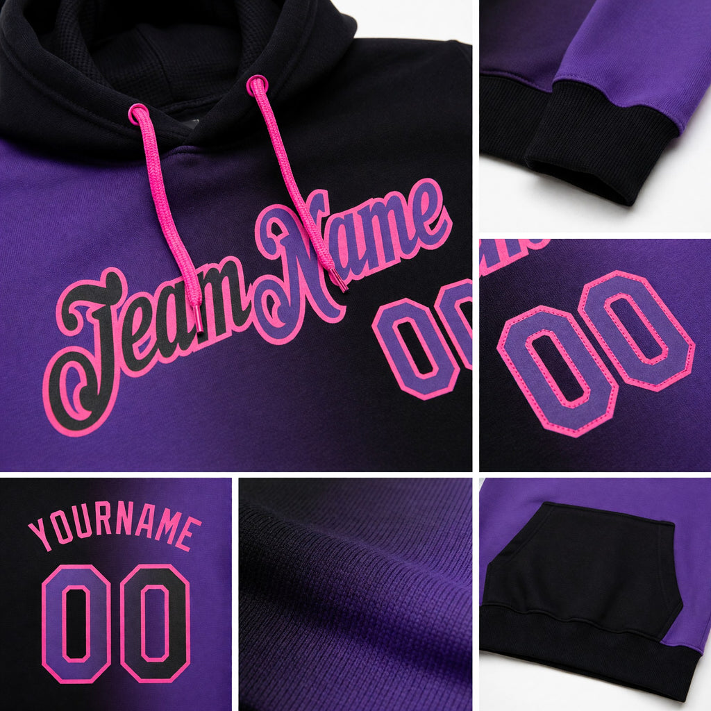 Custom Stitched Black Purple-Pink Gradient Fashion Sports Pullover Sweatshirt Hoodie detail