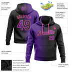 Custom Stitched Black Purple-Pink Gradient Fashion Sports Pullover Sweatshirt Hoodie photo 2